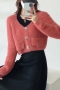 five colors fuzzy knitted slight stretchsingle-breasted stylish crop sweater_Black_White_Blue_Watermelon Red