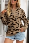 stretch 4 colors leopard ribbed knit hooded casual sweaters_Rose Red_Khaki