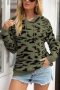 stretch 4 colors leopard ribbed knit hooded casual sweaters_Rose Red_Khaki _Gray_Green