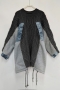 slight stretch loose knitted denim patchwork contrast color casual sweater_Black