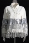 non-stretch sequin & tassel decor single-breasted exquisite denim jacket_Black_White