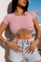 slight stretch 2 colors rhinestone chain tassel decor sexy crop top_Black_Pink