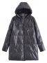 xs-l non-stretch pu solid color zip-up pocket hooded mid-length cotton coat_Black
