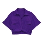 xs-l non-stretch solid color 9-colors pocket kink loose sexy shirt_Black_White_Dark Purple