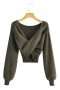 slight stretch solid color 5 colors kink slim stylish exquisite knitted sweater_Black_Dark Green
