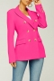 plus size non stretch double breasted slit classic blazer (only blazer)_Black_Blue_Magenta