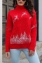 christmas style two colors slight stretch deer jacquard casual knitted sweater_White_Red