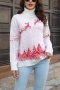 christmas style two colors slight stretch deer jacquard casual knitted sweater_White