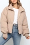 xs-xl new 10 colors non-stretch zip-up pocket fashion warm cotton jacket_Black_White_Light Green_Dark Green_Beige_Brown_Pink_Orange_Khaki