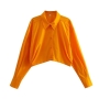 non-stretch orange multicolor single breasted lapel short shirt_Light Green_Blue_Orange