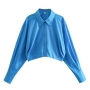 non-stretch orange multicolor single breasted lapel short shirt_Light Green_Blue