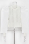 slight stretch 4 colors hollow knitted puff-sleeve exquisite all-match blouse_Black_White