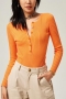 five colors knitted stretch single-breasted long sleeve stylish bodysuit_Black_Beige_Sky Blue_Orange