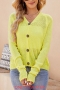 stylish slight stretch knitted solid color single-breasted sweater_Magenta_Yellow