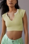 sexy slight stretch simple 10 colors orange ribbed knit slim cropped top_Pink_Watermelon Red_Yellow