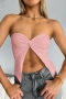 sexy xs-l slight stretch solid color 5 colors strapless kink backless top_Black_White_Pink