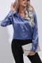 casual non-stretch simple satin blouses_Black_White_Blue