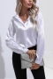 casual non-stretch simple satin blouses_Black_White