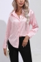 casual plus-size non-stretch leopard breasted blouses_Pink