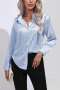 casual plus-size non-stretch leopard breasted blouses_Pink_Green_Sky Blue