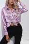 casual plus-size non-stretch satin simple button blouses_Black_White_Pink_Rose Red_Green_Haze Blue_Blue_Light Purple