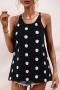 high street slight stretch polka dot knitted 4 colors tank top(only tank top)_Black
