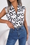 stylish non-stretch chiffon letter printing all-match blouse_Black_White