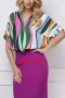casual plus size stripe printing non-stretch loose all-match blouse_Red_Green