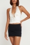 sexy non-stretch solid color lace halter neck backless zip-up hot vest_Black_White