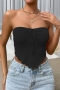 exquisite solid color stretch backless slim knitted crop vest_Black