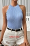 stylish 5 colors knitted stretch button crew neck slim vest_Black_White_Rose Red_Blue