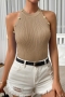 stylish 5 colors knitted stretch button crew neck slim vest_Black_White_Rose Red_Blue_Khaki 