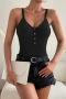 sexy solid color knitted stretch single-breasted sling all-match vest_Black