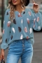 stylish s-5xl plus size non-stretch feather printing loose blouse_Black_White_Pink_Rose Red_Dark Green_Sky Blue