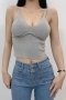 sexy slight stretch sling padded slim knit vest size run small_Black_White_Gray