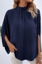 casual non-stretch loose bandage back blouses_Black_Rose Red_Forest Green_Dark Green_Sky Blue_Dark Blue