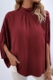 casual non-stretch loose bandage back blouses_Black_Rose Red