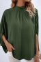 casual non-stretch loose bandage back blouses_Black_Rose Red_Forest Green