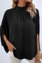 casual non-stretch loose bandage back blouses_Black