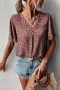 casual non-stretch leopard loose blouses_Pink