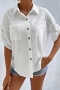 casual non-stretch button pocket blouses_White