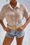 casual non-stretch button pocket blouses_White_Beige