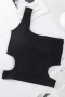 sexy 4 colors slight stretch one shoulder hollow padded slim vest(available for 88-138lb)_Black