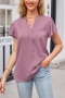 stylish plus size non-stretch satin 5 colors v-neck blouse_Black_White_Light Pink