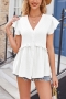 stylish plus size non-stretch jacquard 5 colors v-neck ruffle blouse(only top)_Black_White