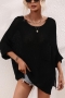 stylish slight stretch cut out knitted 4 colors loose thin sweater(only top)_Black