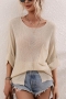 stylish slight stretch cut out knitted 4 colors loose thin sweater(only top)_Black_White_Light Green_Beige