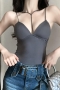 sexy slight stretch padded sling slim solid color vest size run small_Black_White_Gray