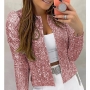 sexy plus-size slight stretch fashion sequins short small jacket_Black_Pink