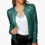 sexy plus-size slight stretch fashion sequins short small jacket_Black_Pink_Red_Magenta_Dark Green